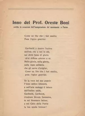 Boni Oreste testo Inno a Garibaldi